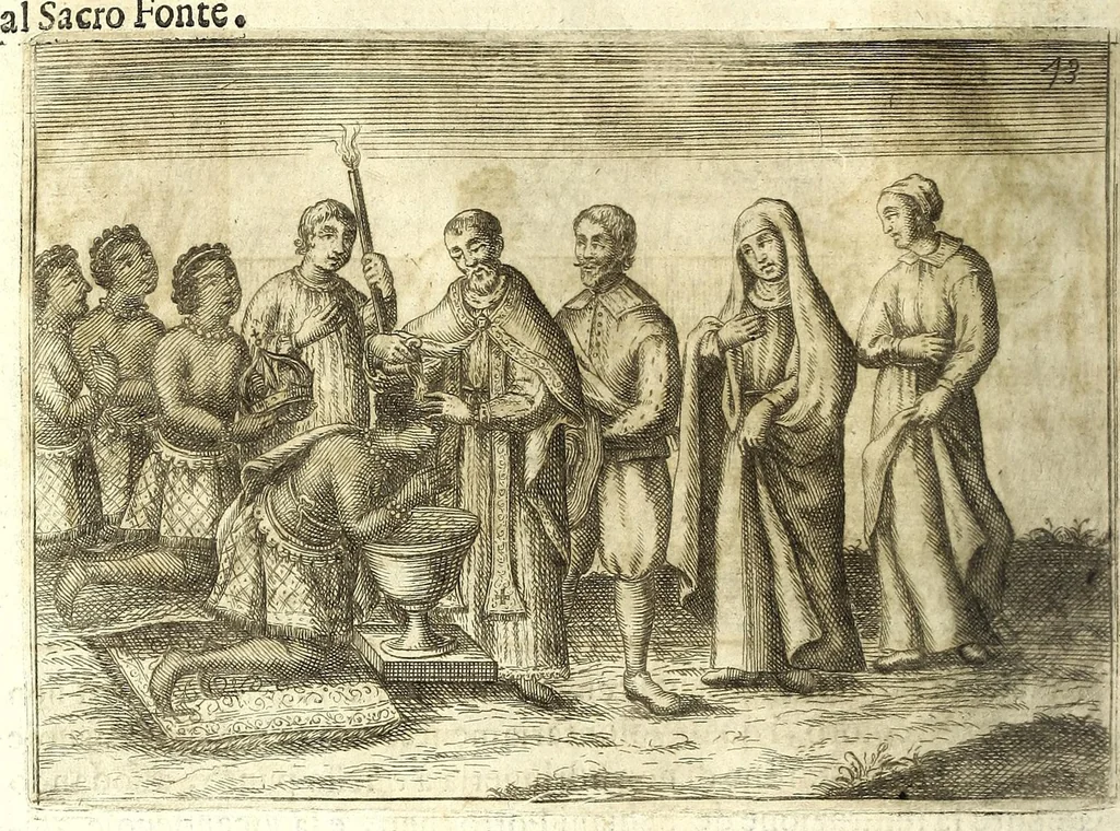 An illustration from Istorica descrizione de' tre' regni Congo, Matamba et Angola : situati nell'Etiopia inferiore occidentale e delle missioni apostoliche esercitateui da religiosi Capuccini, 1687, leaf 646
