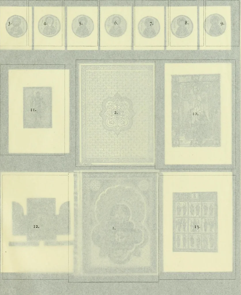 An illustration from Istoriia knigi Vizantiiskiia emali A.B. Zvenigorodskago, 1898, leaf 292