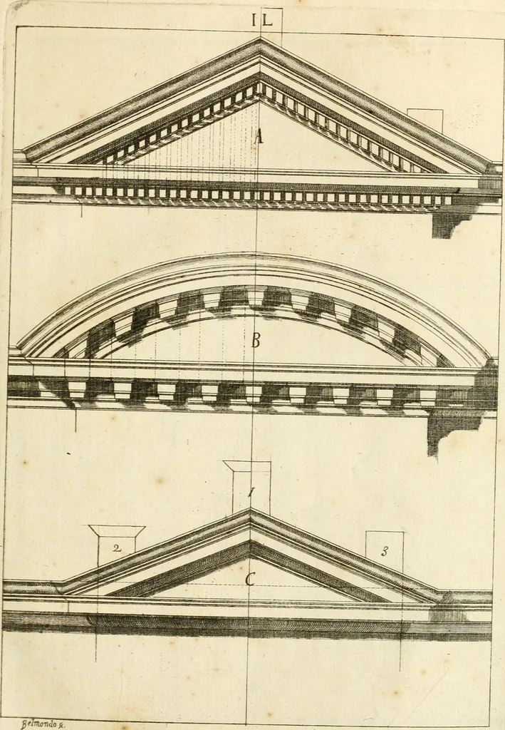 An illustration from Istruzioni elementari per indirizzo de' giovani allo studio dell' architettura civile : divise in libri tre', e dedicate alla maestà infinita di Dio Ottimo Massimo, 1760, leaf 104