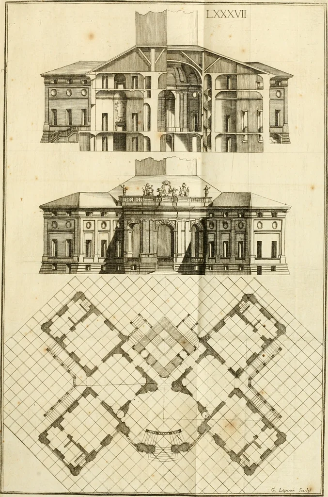 An illustration from Istruzioni elementari per indirizzo de' giovani allo studio dell' architettura civile : divise in libri tre', e dedicate alla maestà infinita di Dio Ottimo Massimo, 1760, leaf 180