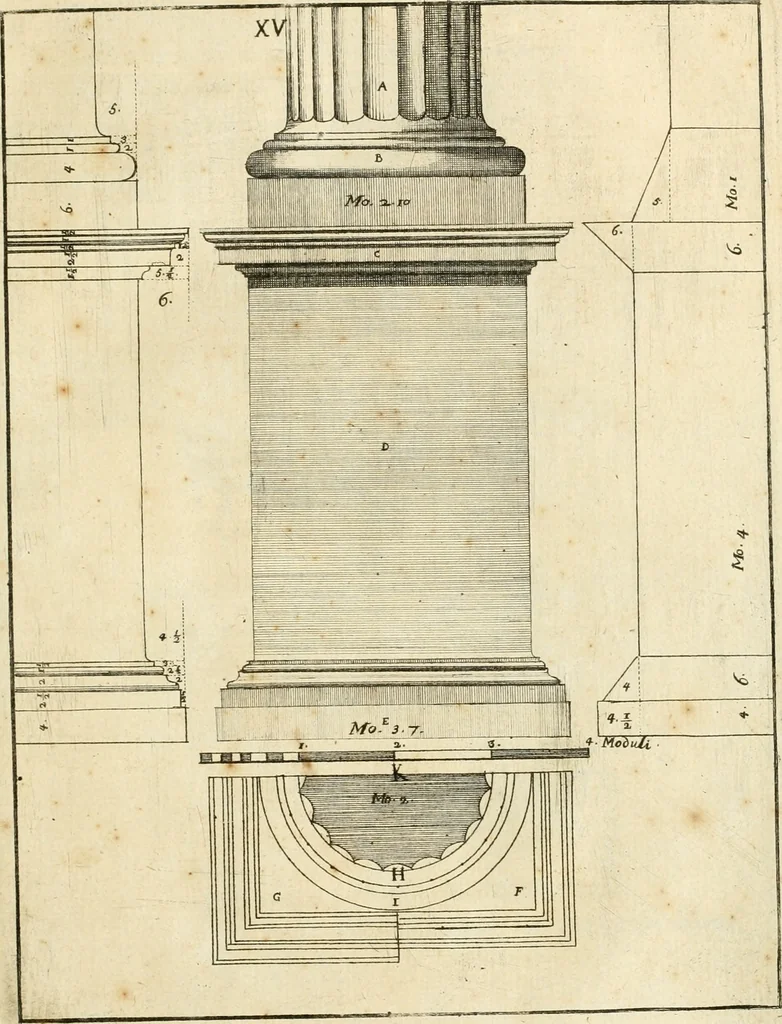 An illustration from Istruzioni elementari per indirizzo de' giovani allo studio dell' architettura civile : divise in libri tre', e dedicate alla maestà infinita di Dio Ottimo Massimo, 1760, leaf 34