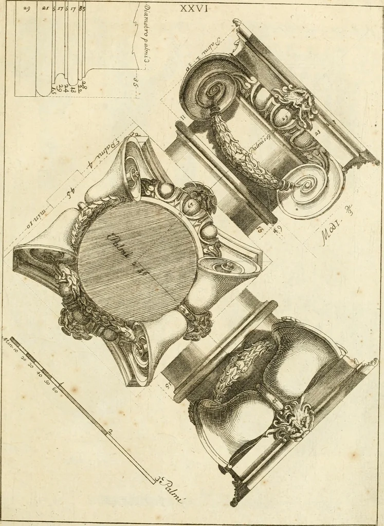 An illustration from Istruzioni elementari per indirizzo de' giovani allo studio dell' architettura civile : divise in libri tre', e dedicate alla maestà infinita di Dio Ottimo Massimo, 1760, leaf 58