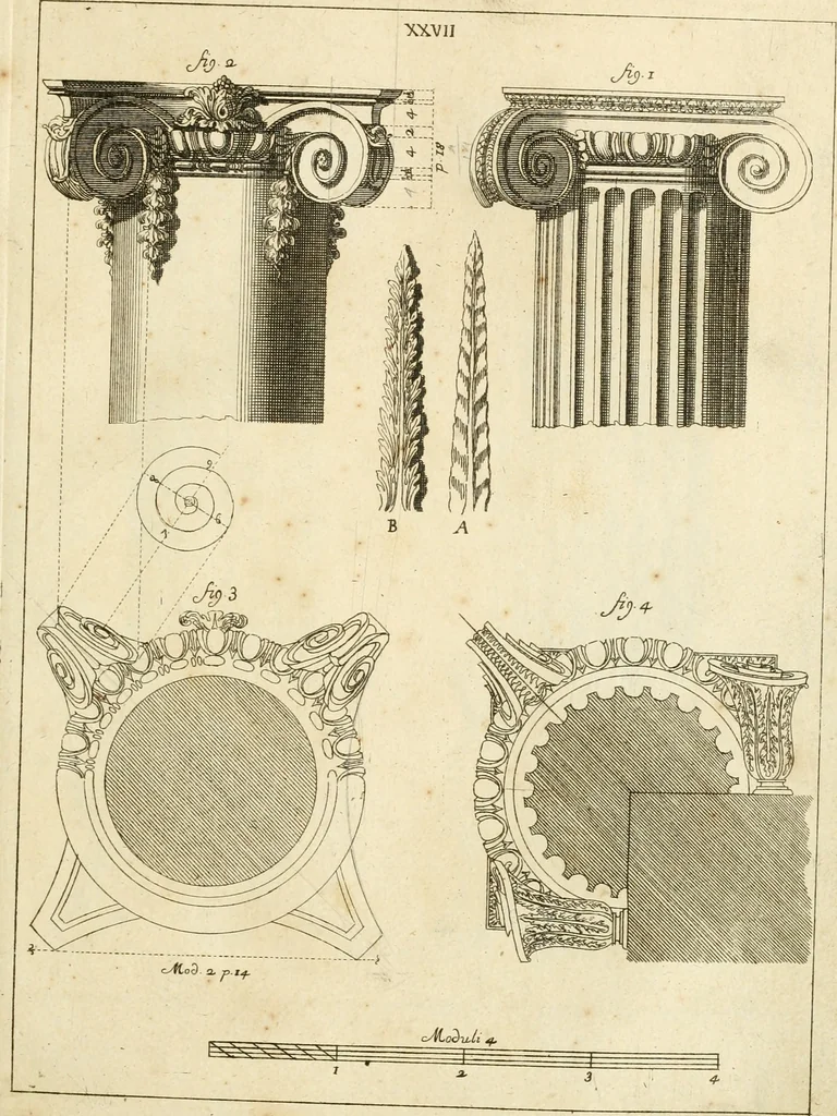 An illustration from Istruzioni elementari per indirizzo de' giovani allo studio dell' architettura civile : divise in libri tre', e dedicate alla maestà infinita di Dio Ottimo Massimo, 1760, leaf 60