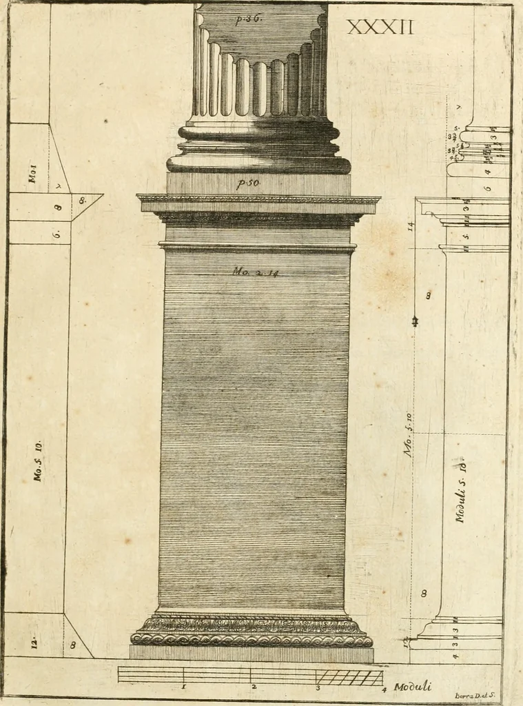 An illustration from Istruzioni elementari per indirizzo de' giovani allo studio dell' architettura civile : divise in libri tre', e dedicate alla maestà infinita di Dio Ottimo Massimo, 1760, leaf 70