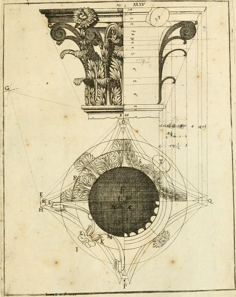 An illustration from Istruzioni elementari per indirizzo de' giovani allo studio dell' architettura civile : divise in libri tre', e dedicate alla maestà infinita di Dio Ottimo Massimo, 1760, leaf 76