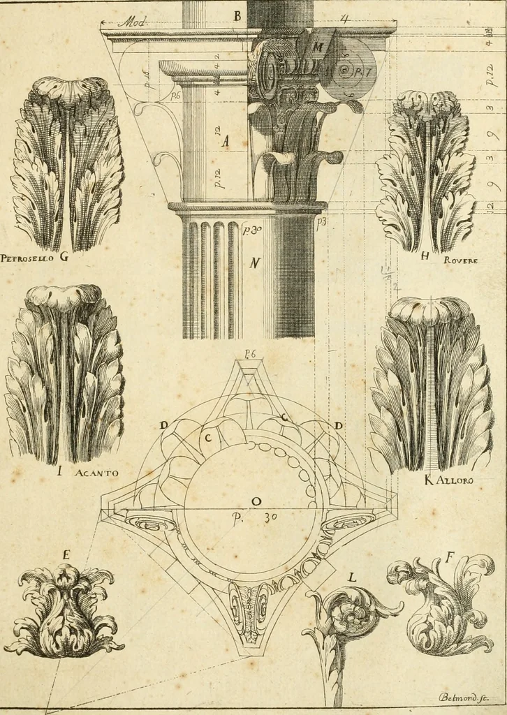 An illustration from Istruzioni elementari per indirizzo de' giovani allo studio dell' architettura civile : divise in libri tre', e dedicate alla maestà infinita di Dio Ottimo Massimo, 1760, leaf 88