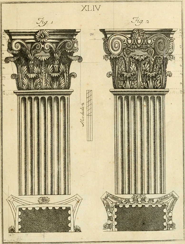 An illustration from Istruzioni elementari per indirizzo de' giovani allo studio dell' architettura civile : divise in libri tre', e dedicate alla maestà infinita di Dio Ottimo Massimo, 1760, leaf 94