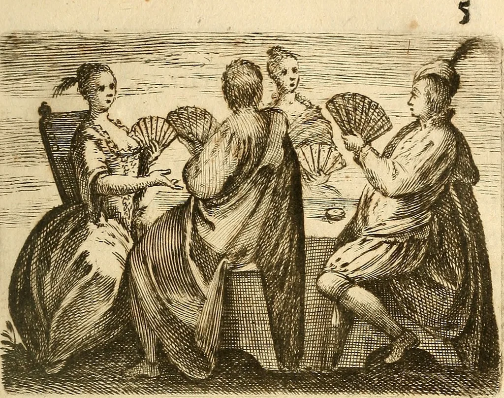 An illustration from Istruzioni necessarie per chi volesse imparare il giuoco dilettevole delli tarocchini di Bologna, 1754, leaf 8