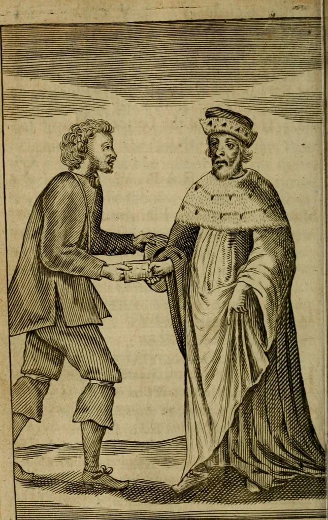An illustration from The Italian convert : news from Italy of a second Moses; or, The life of Galeacius Caracciolus, the noble Marquess of Vico, containing the story of his admirable conversion from popery, and forsaking of a rich marquesdom for the Gospels sake. Illustrated with several figures, 1677, leaf 41