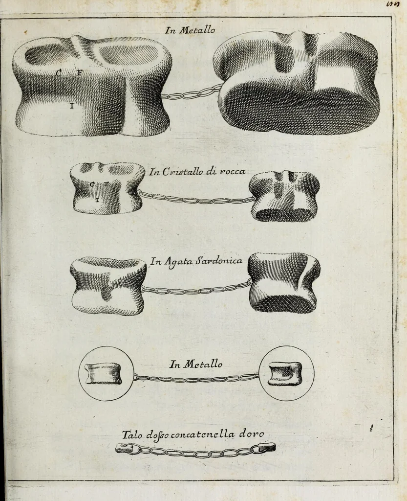 An illustration from I tali ed altri strumenti lusorj degli antichi Romani, 1734, leaf 109