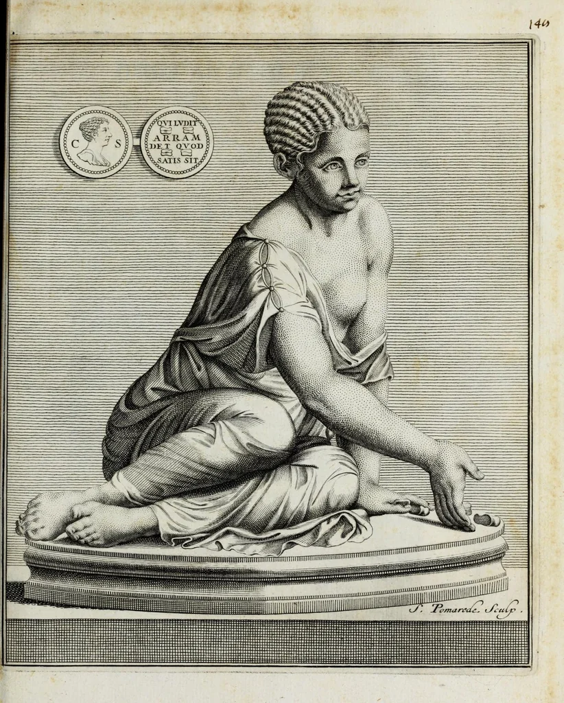 An illustration from I tali ed altri strumenti lusorj degli antichi Romani, 1734, leaf 171