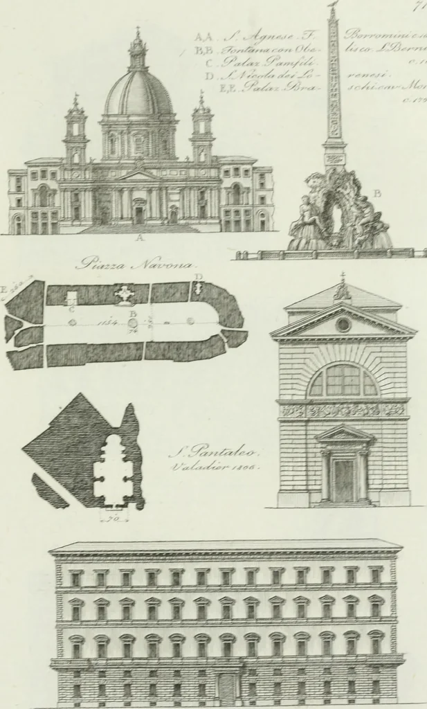 An illustration from Itinerario figurato degli edifizi più rimarchevoli di Roma, 1835, leaf 158