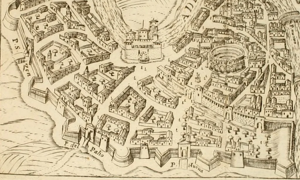 An illustration from Itinerario, o vero noua descrittione de' viaggi principali d'Italia, nella quale si hà piena notitia di tutte le cose più notabili, & degne d'ester vedute, 1669, leaf 149