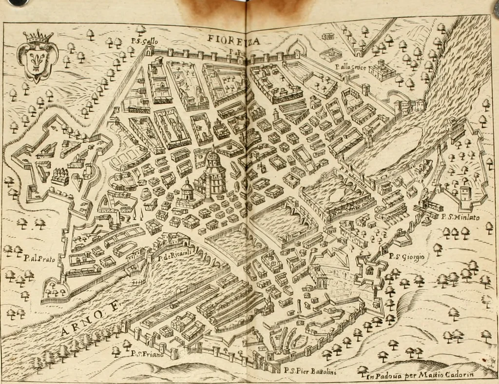 An illustration from Itinerario, o vero noua descrittione de' viaggi principali d'Italia, nella quale si hà piena notitia di tutte le cose più notabili, & degne d'ester vedute, 1669, leaf 249
