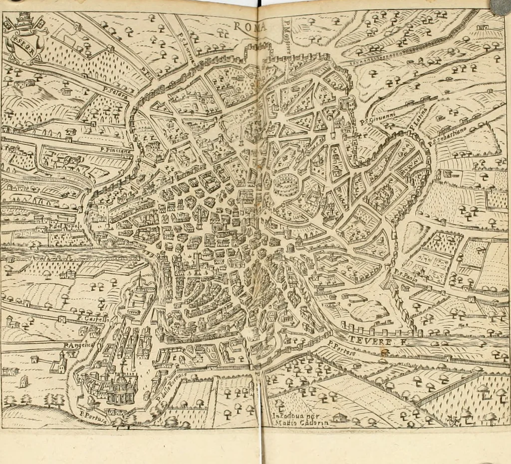 An illustration from Itinerario, o vero noua descrittione de' viaggi principali d'Italia, nella quale si hà piena notitia di tutte le cose più notabili, & degne d'ester vedute, 1669, leaf 375