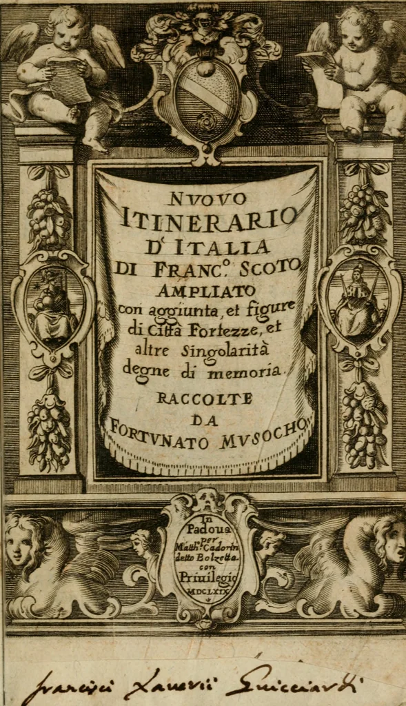 An illustration from Itinerario, o vero noua descrittione de' viaggi principali d'Italia, nella quale si hà piena notitia di tutte le cose più notabili, & degne d'ester vedute, 1669, leaf 4