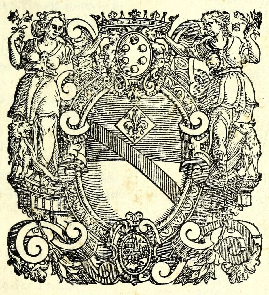 An illustration from I trattenimenti di Scipion Bargagli : dove da vaghe donne e da giouani huomini rappresentati sono honesti e diletteuoli givochi : narrate novelle : e cantate alcune amorose canzonette, 1587, leaf 5