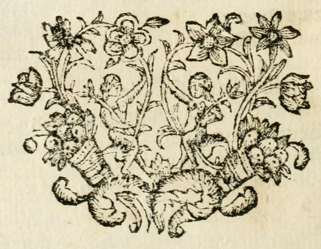 An illustration from I trionfi del Sannio per le glorie dell' invittissimo martire S. Gennajo, cittadino, vescovo, e protettore di Benevento, celebrati in una accademia havuta dagli signori Accademici Ravvivati nella S. Chiesa Metropolitana di detta città : alla presenza dell'illustriss. e reverendiss. monsignor Giovanni degl' Effetti governadore e del fior della nobiltà, frà l'ottava di detto santo a' 22 settembre 1699, 1699, leaf 96