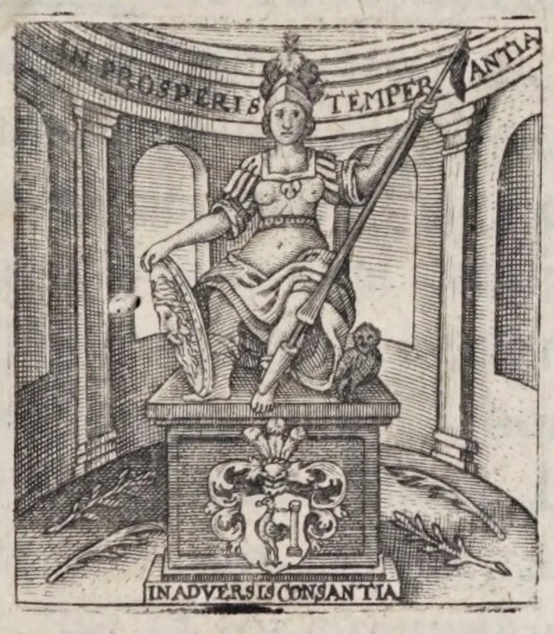 An illustration from Iusti LipsI De cruce libri tres : ad sacram profanámq[ue] historiam utiles : vnà cum notis : accessit è praelectionibus GeorgI Calixti De verâ formâ crucis appendix : et GeorgI Cassandri in eamdem rem epistola, 1640, leaf 5