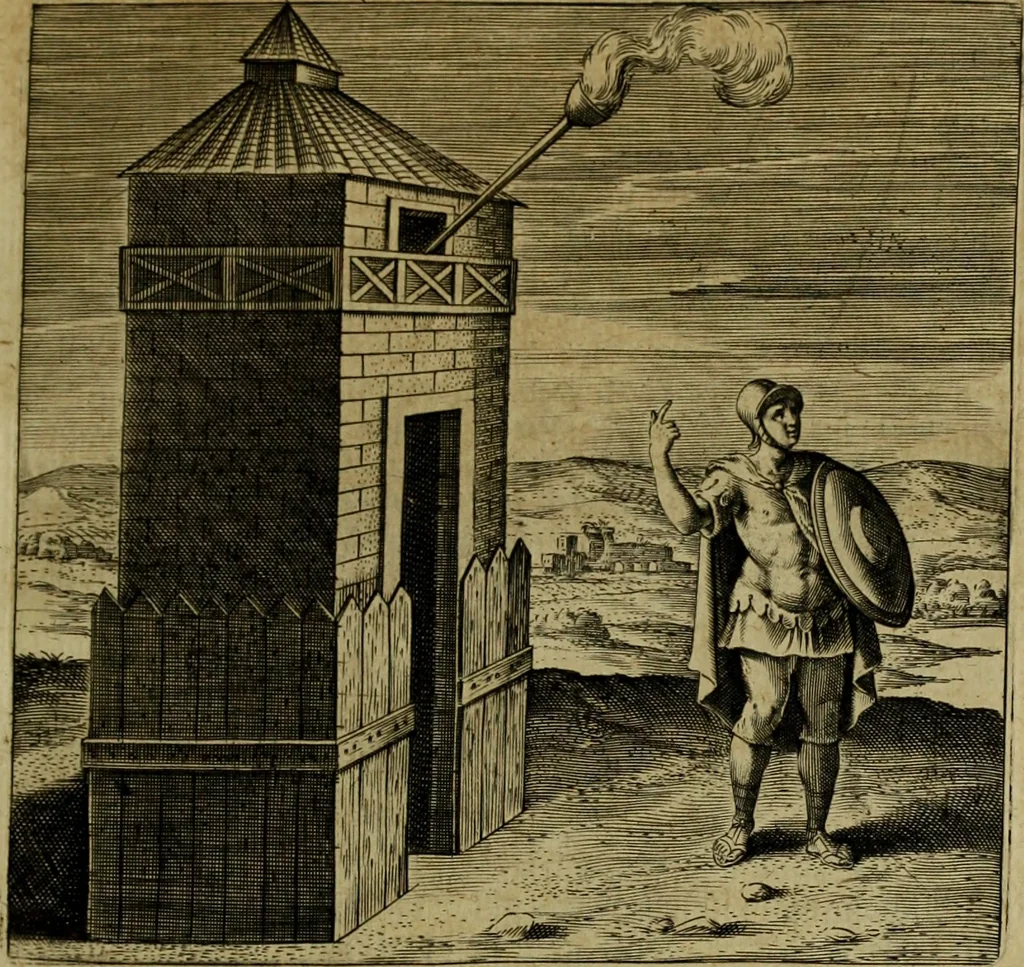 An illustration from Iusti LipsI De militia romana libri quinque : commentarius ad Polybium, 1602, leaf 286