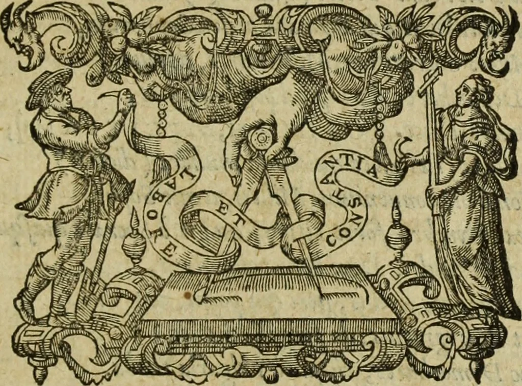 An illustration from Iusti LipsI De militia romana libri quinque : commentarius ad Polybium, 1602, leaf 374