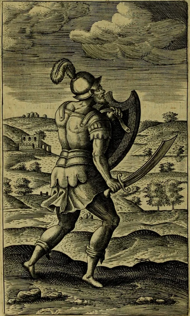 An illustration from Iusti LipsI De militia romana libri quinque : commentarius ad Polybium, 1602, leaf 393