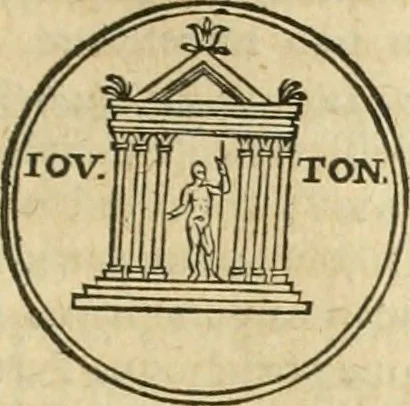 An illustration from Iusti RycquI De Capitolio Romano commentarius. In quo, illustria eius olim aedificia, sacra & profana: deorum dearumq[ue] nomina: arcus item triumphales, columnae, statuae, tropaea, colossi, caeteraque ornamenta adcuratè describuntur: & plura alia antiquitatis monimenta proferuntur, emendantur, explicantur, 1617, leaf 164