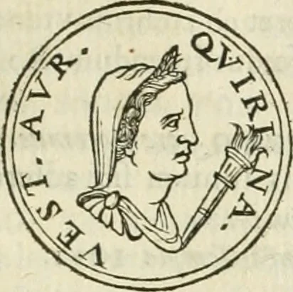An illustration from Iusti RycquI De Capitolio Romano commentarius. In quo, illustria eius olim aedificia, sacra & profana: deorum dearumq[ue] nomina: arcus item triumphales, columnae, statuae, tropaea, colossi, caeteraque ornamenta adcuratè describuntur: & plura alia antiquitatis monimenta proferuntur, emendantur, explicantur, 1617, leaf 98