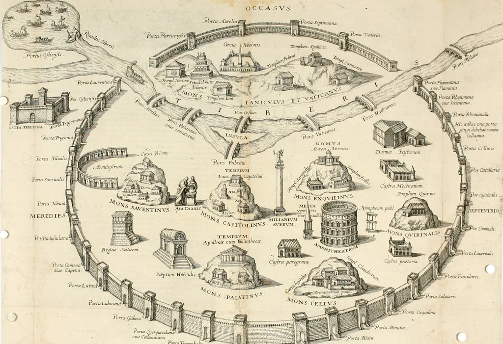 An illustration from I.[-VI.] pars Romanae vrbis topographiae & antiquitatum, quâ succinctê & breviter describuntur omnia quae tam publicê quam privatim videntur anim-adversione digna:, 1597, leaf 215