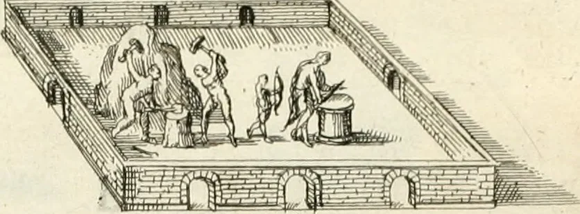 An illustration from I.[-VI.] pars Romanae vrbis topographiae & antiquitatum, quâ succinctê & breviter describuntur omnia quae tam publicê quam privatim videntur anim-adversione digna:, 1597, leaf 225
