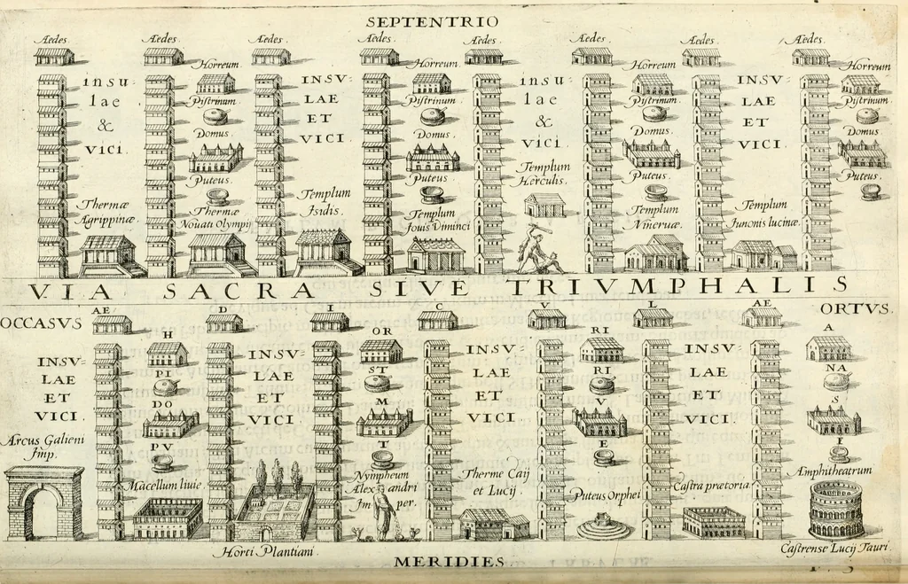An illustration from I.[-VI.] pars Romanae vrbis topographiae & antiquitatum, quâ succinctê & breviter describuntur omnia quae tam publicê quam privatim videntur anim-adversione digna:, 1597, leaf 227