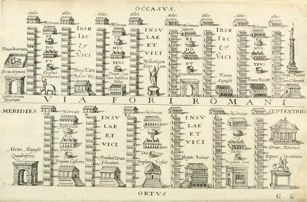 An illustration from I.[-VI.] pars Romanae vrbis topographiae & antiquitatum, quâ succinctê & breviter describuntur omnia quae tam publicê quam privatim videntur anim-adversione digna:, 1597, leaf 233