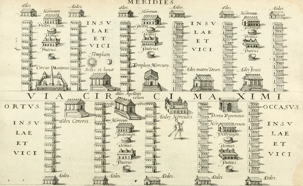 An illustration from I.[-VI.] pars Romanae vrbis topographiae & antiquitatum, quâ succinctê & breviter describuntur omnia quae tam publicê quam privatim videntur anim-adversione digna:, 1597, leaf 239