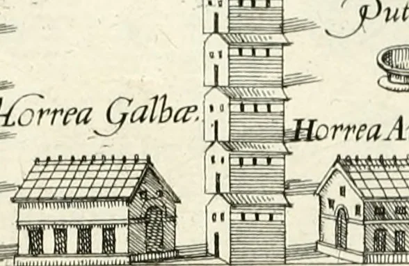 An illustration from I.[-VI.] pars Romanae vrbis topographiae & antiquitatum, quâ succinctê & breviter describuntur omnia quae tam publicê quam privatim videntur anim-adversione digna:, 1597, leaf 243