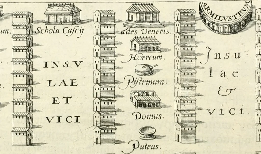 An illustration from I.[-VI.] pars Romanae vrbis topographiae & antiquitatum, quâ succinctê & breviter describuntur omnia quae tam publicê quam privatim videntur anim-adversione digna:, 1597, leaf 243