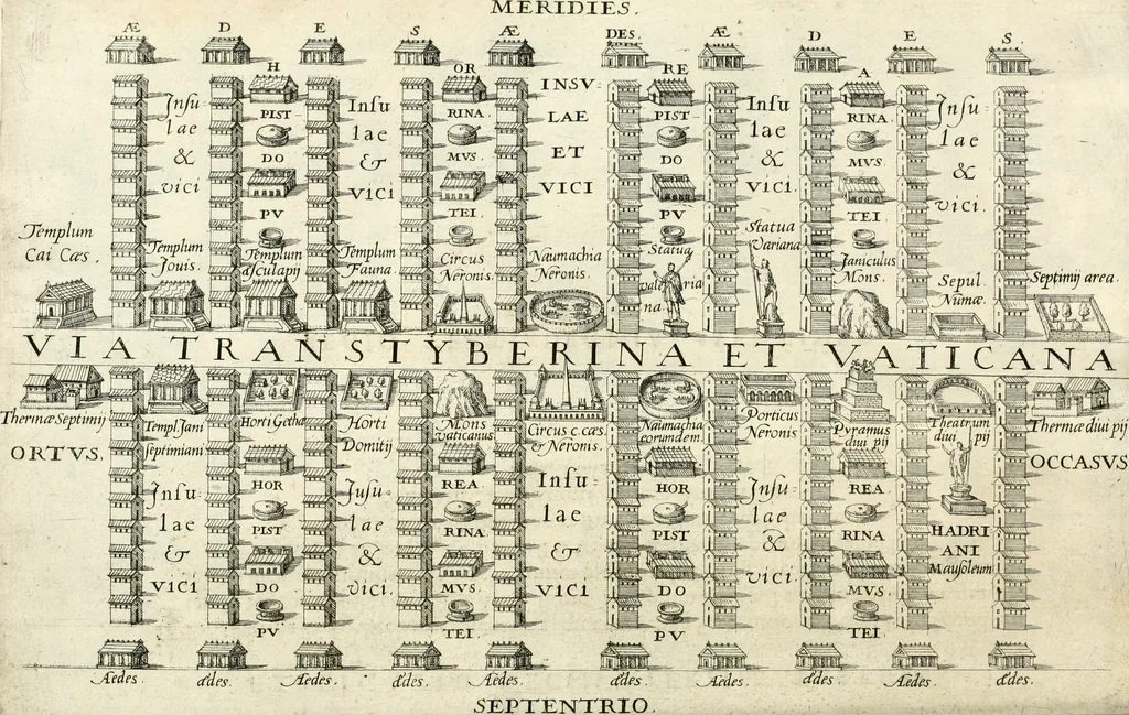 An illustration from I.[-VI.] pars Romanae vrbis topographiae & antiquitatum, quâ succinctê & breviter describuntur omnia quae tam publicê quam privatim videntur anim-adversione digna:, 1597, leaf 245