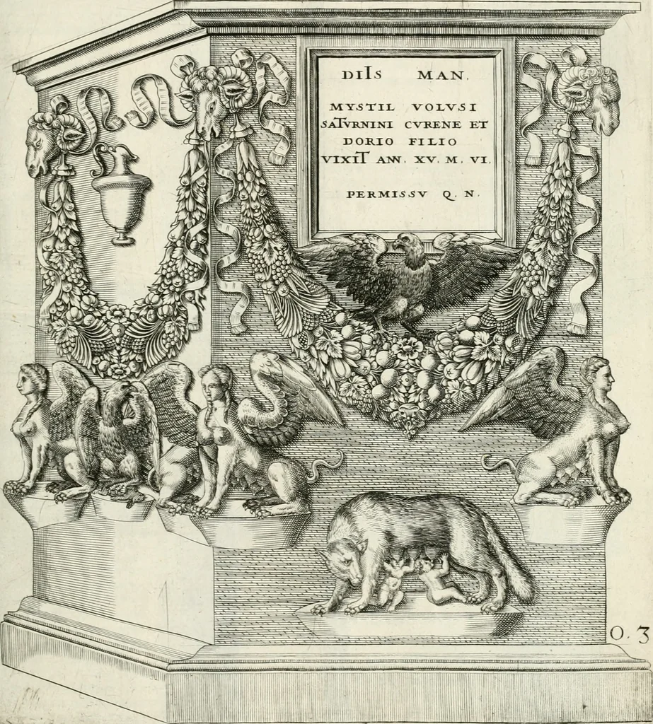 An illustration from I.[-VI.] pars Romanae vrbis topographiae & antiquitatum, quâ succinctê & breviter describuntur omnia quae tam publicê quam privatim videntur anim-adversione digna:, 1597, leaf 588