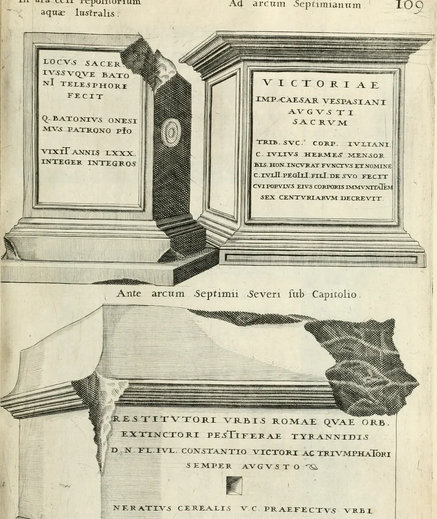 An illustration from I.[-VI.] pars Romanae vrbis topographiae & antiquitatum, quâ succinctê & breviter describuntur omnia quae tam publicê quam privatim videntur anim-adversione digna:, 1597, leaf 652