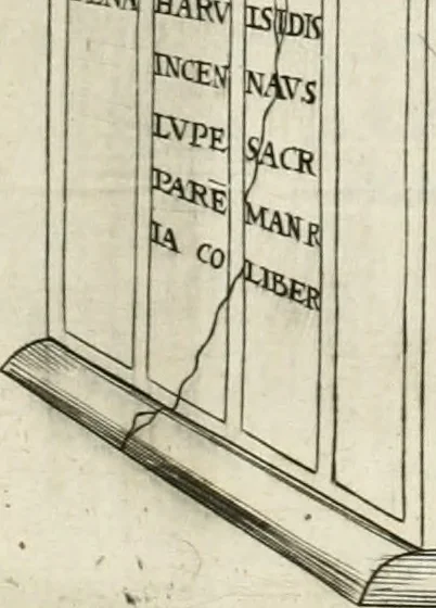 An illustration from I.[-VI.] pars Romanae vrbis topographiae & antiquitatum, quâ succinctê & breviter describuntur omnia quae tam publicê quam privatim videntur anim-adversione digna:, 1597, leaf 716