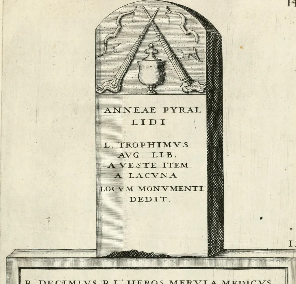 An illustration from I.[-VI.] pars Romanae vrbis topographiae & antiquitatum, quâ succinctê & breviter describuntur omnia quae tam publicê quam privatim videntur anim-adversione digna:, 1597, leaf 730