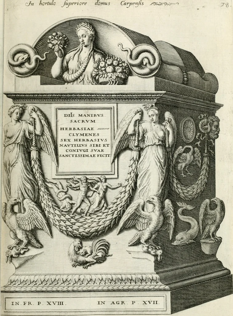 An illustration from I.[-VI.] pars Romanae vrbis topographiae & antiquitatum, quâ succinctê & breviter describuntur omnia quae tam publicê quam privatim videntur anim-adversione digna:, 1597, leaf 114
