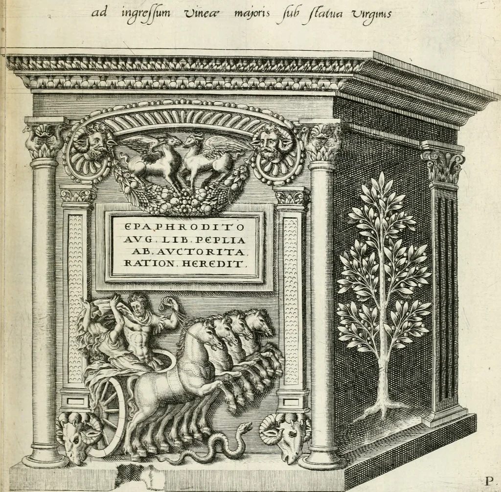 An illustration from I.[-VI.] pars Romanae vrbis topographiae & antiquitatum, quâ succinctê & breviter describuntur omnia quae tam publicê quam privatim videntur anim-adversione digna:, 1597, leaf 128
