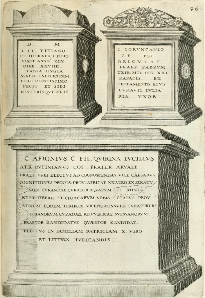 An illustration from I.[-VI.] pars Romanae vrbis topographiae & antiquitatum, quâ succinctê & breviter describuntur omnia quae tam publicê quam privatim videntur anim-adversione digna:, 1597, leaf 150