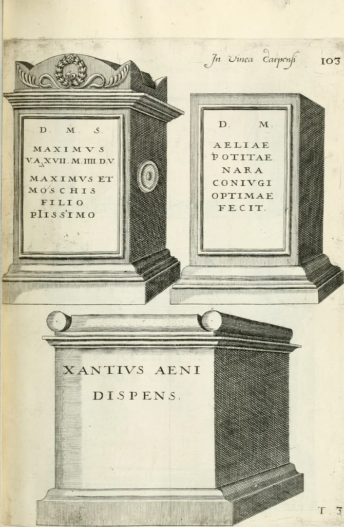 An illustration from I.[-VI.] pars Romanae vrbis topographiae & antiquitatum, quâ succinctê & breviter describuntur omnia quae tam publicê quam privatim videntur anim-adversione digna:, 1597, leaf 164