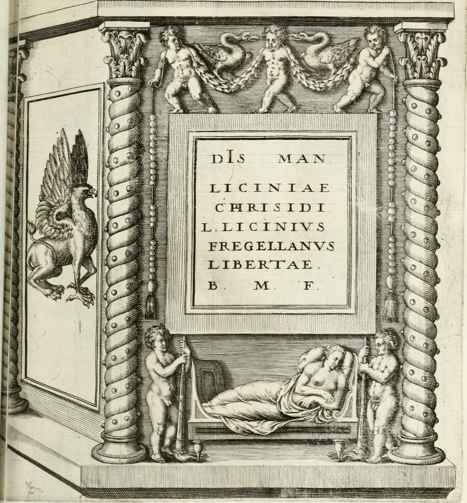 An illustration from I.[-VI.] pars Romanae vrbis topographiae & antiquitatum, quâ succinctê & breviter describuntur omnia quae tam publicê quam privatim videntur anim-adversione digna:, 1597, leaf 318