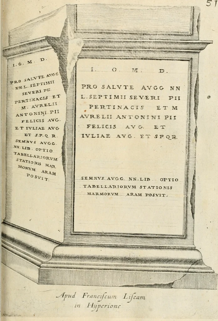 An illustration from I.[-VI.] pars Romanae vrbis topographiae & antiquitatum, quâ succinctê & breviter describuntur omnia quae tam publicê quam privatim videntur anim-adversione digna:, 1597, leaf 374