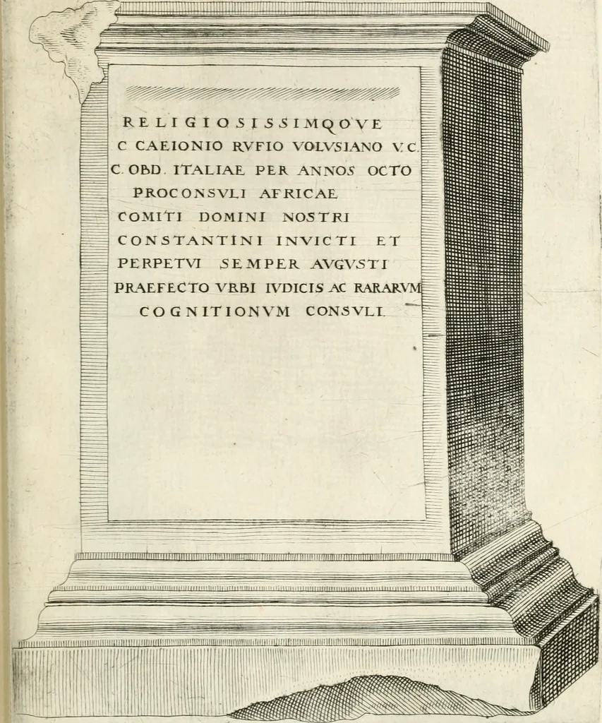 An illustration from I.[-VI.] pars Romanae vrbis topographiae & antiquitatum, quâ succinctê & breviter describuntur omnia quae tam publicê quam privatim videntur anim-adversione digna:, 1597, leaf 612