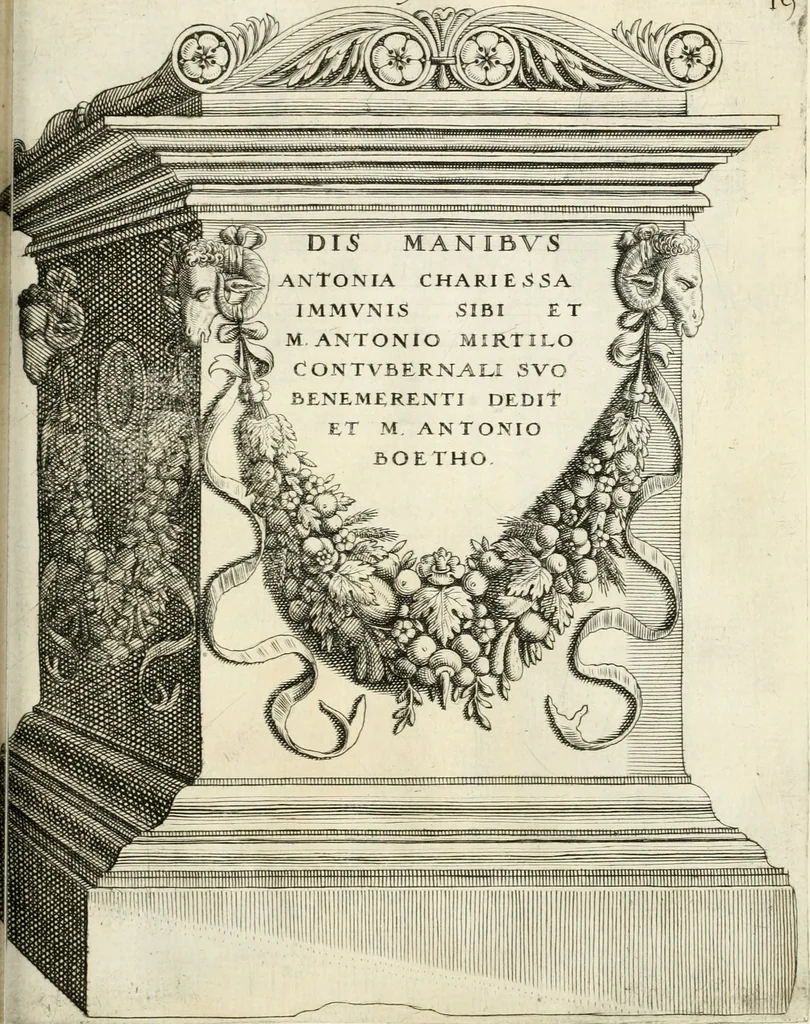 An illustration from I.[-VI.] pars Romanae vrbis topographiae & antiquitatum, quâ succinctê & breviter describuntur omnia quae tam publicê quam privatim videntur anim-adversione digna:, 1597, leaf 624