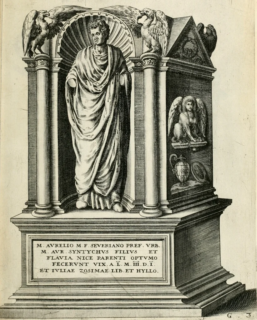 An illustration from I.[-VI.] pars Romanae vrbis topographiae & antiquitatum, quâ succinctê & breviter describuntur omnia quae tam publicê quam privatim videntur anim-adversione digna:, 1597, leaf 68