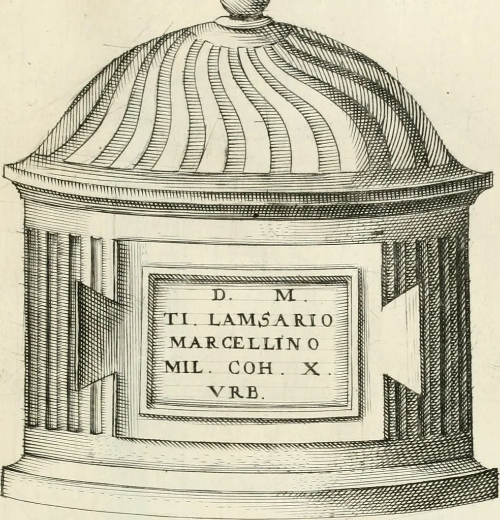 An illustration from I.[-VI.] pars Romanae vrbis topographiae & antiquitatum, quâ succinctê & breviter describuntur omnia quae tam publicê quam privatim videntur anim-adversione digna:, 1597, leaf 764